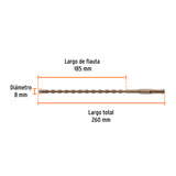 BROCA SDS PLUS 8 X 260 MM, TRUPER