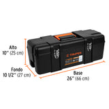 CAJA PARA HERRAMIENTA 26' INDUSTRIAL, BROCHES METÁLICOS