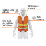 CHALECO DE SEGURIDAD NARANJA ALTA VISIBILIDAD CON CIERRE