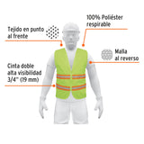 CHALECO DE SEGURIDAD VERDE ALTA VISIBILIDAD CON CIERRE