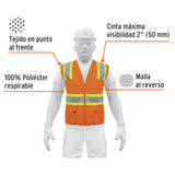 CHALECO DE SEGURIDAD NARANJA MAX VISIBILIDAD Y 6 BOLSAS
