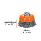 CARDA COPA 3' ALAMBRE ONDULADO FINO, EJE M14, TRUPER