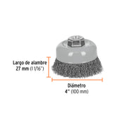 CARDA COPA 4" ALAMBRE ONDULADO FINO, MULTI-ROSCA, TRUPER