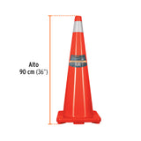 CONO DE PRECAUCIÓN DE 90 CM DE PVC CON REFLEJANTE, TRUPER