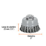 CARDA COPA 3" ALAMBRE TRENZADO GRUESO, MULTI-ROSCA, TRUPER