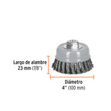 CARDA COPA 4" ALAMBRE TRENZADO GRUESO, MULTI-ROSCA, TRUPER
