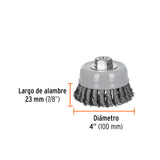 CARDA COPA 4" ALAMBRE TRENZADO FINO, MULTI-ROSCA, TRUPER