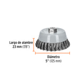 CARDA COPA 5" ALAMBRE TRENZADO FINO, MULTI-ROSCA, TRUPER
