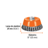 CARDA COPA 5' ALAMBRE TRENZADO GRUESO, EJE M14, TRUPER