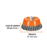 CARDA COPA 5' ALAMBRE TRENZADO FINO, EJE M14, TRUPER