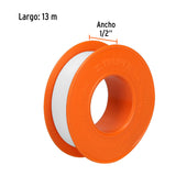 CINTA SELLA ROSCAS 1/2' X 13 M DE LARGO, USO GENERAL, TRUPER