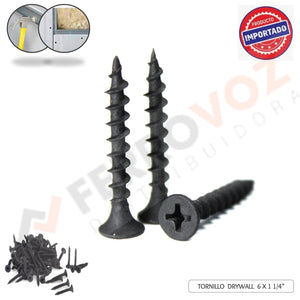 TORNILLO TROMPETA NEGRO DRYWALL punta fina 6 X 1 1/4" (1000pcs)