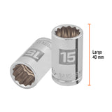 DADO DE 15 MM, 12 PUNTAS, CUADRO 1/2', TRUPER