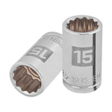 DADO DE 15 MM, 12 PUNTAS, CUADRO 1/2', TRUPER
