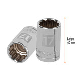 DADO DE 17 MM, 12 PUNTAS, CUADRO 1/2', TRUPER