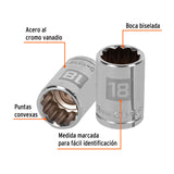 DADO DE 18 MM, 12 PUNTAS, CUADRO 1/2', TRUPER