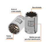 DADO DE 19 MM, 12 PUNTAS, CUADRO 1/2', TRUPER