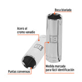 DADO LARGO DE 19 MM, 6 PUNTAS, CUADRO 1/2', TRUPER