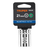 DADO DE 21 MM, 12 PUNTAS, CUADRO 1/2', TRUPER