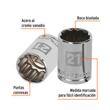 DADO DE 21 MM, 12 PUNTAS, CUADRO 1/2', TRUPER