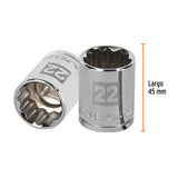 DADO DE 22 MM, 12 PUNTAS, CUADRO 1/2', TRUPER