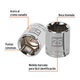 DADO DE 25 MM, 6 PUNTAS, CUADRO 1/2', TRUPER