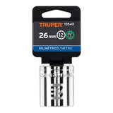 DADO DE 26 MM, 12 PUNTAS, CUADRO 1/2', TRUPER