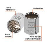 DADO DE 26 MM, 12 PUNTAS, CUADRO 1/2', TRUPER