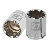 DADO DE 27 MM, 12 PUNTAS, CUADRO 1/2', TRUPER