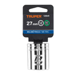 DADO DE 27 MM, 12 PUNTAS, CUADRO 1/2', TRUPER