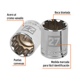 DADO DE 27 MM, 12 PUNTAS, CUADRO 1/2', TRUPER