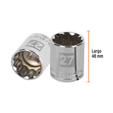 DADO DE 27 MM, 12 PUNTAS, CUADRO 1/2', TRUPER