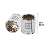 DADO DE 28 MM, 12 PUNTAS, CUADRO 1/2', TRUPER