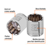 DADO DE 32 MM, 12 PUNTAS, CUADRO 1/2', TRUPER