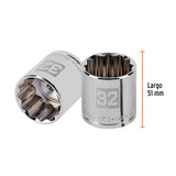 DADO DE 32 MM, 12 PUNTAS, CUADRO 1/2', TRUPER