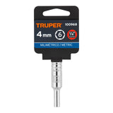 DADO LARGO DE 4 MM, 6 PUNTAS, CUADRO 1/4', TRUPER