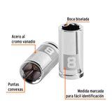 DADO DE 8 MM, 6 PUNTAS, CUADRO 1/4', TRUPER