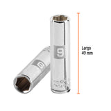 DADO LARGO DE 9 MM, 6 PUNTAS, CUADRO 1/4', TRUPER