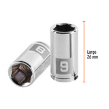DADO DE 9 MM, 6 PUNTAS, CUADRO 1/4', TRUPER