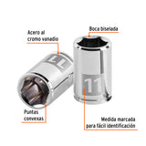 DADO DE 11 MM, 6 PUNTAS, CUADRO 1/4', TRUPER