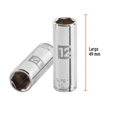 DADO LARGO DE 12 MM, 6 PUNTAS, CUADRO 1/4', TRUPER