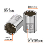 DADO DE 13 MM, 12 PUNTAS, CUADRO 1/4', TRUPER