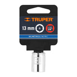 DADO DE 13 MM, 6 PUNTAS, CUADRO 1/4', TRUPER