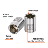 DADO DE 13 MM, 6 PUNTAS, CUADRO 1/4', TRUPER