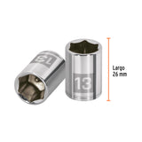 DADO DE 13 MM, 6 PUNTAS, CUADRO 1/4', TRUPER