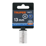DADO DE 13 MM, 6 PUNTAS, CUADRO 3/8', TRUPER