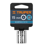 DADO DE 15 MM, 6 PUNTAS, CUADRO 3/8', TRUPER