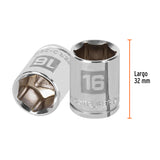 DADO DE 16 MM, 6 PUNTAS, CUADRO 3/8', TRUPER