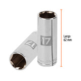DADO LARGO DE 17 MM, 6 PUNTAS, CUADRO 3/8', TRUPER
