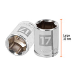 DADO DE 17 MM, 6 PUNTAS, CUADRO 3/8', TRUPER